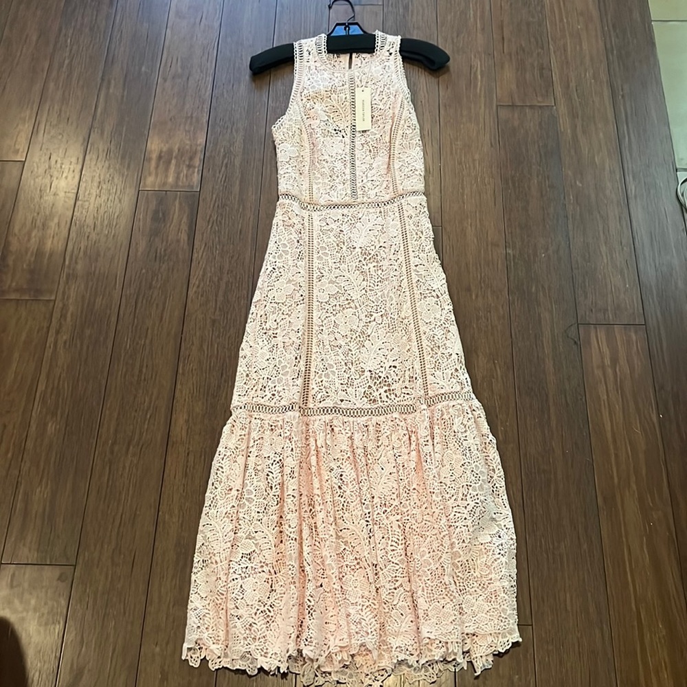 NWT Rebecca Taylor Blush Crochet Midi dress!